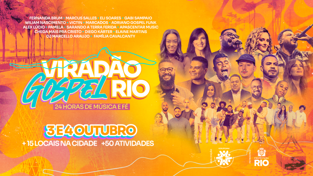 Rio de Janeiro recebe 1ª edição do Viradão Gospel com 24h de música e atividades culturaisEvento acontecerá em 16 locais da cidade com mais de 50 atividades nos dias 3 e 4 de&nbsp;outubro